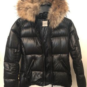 SAM. NYC Black Waist Length Down Coat